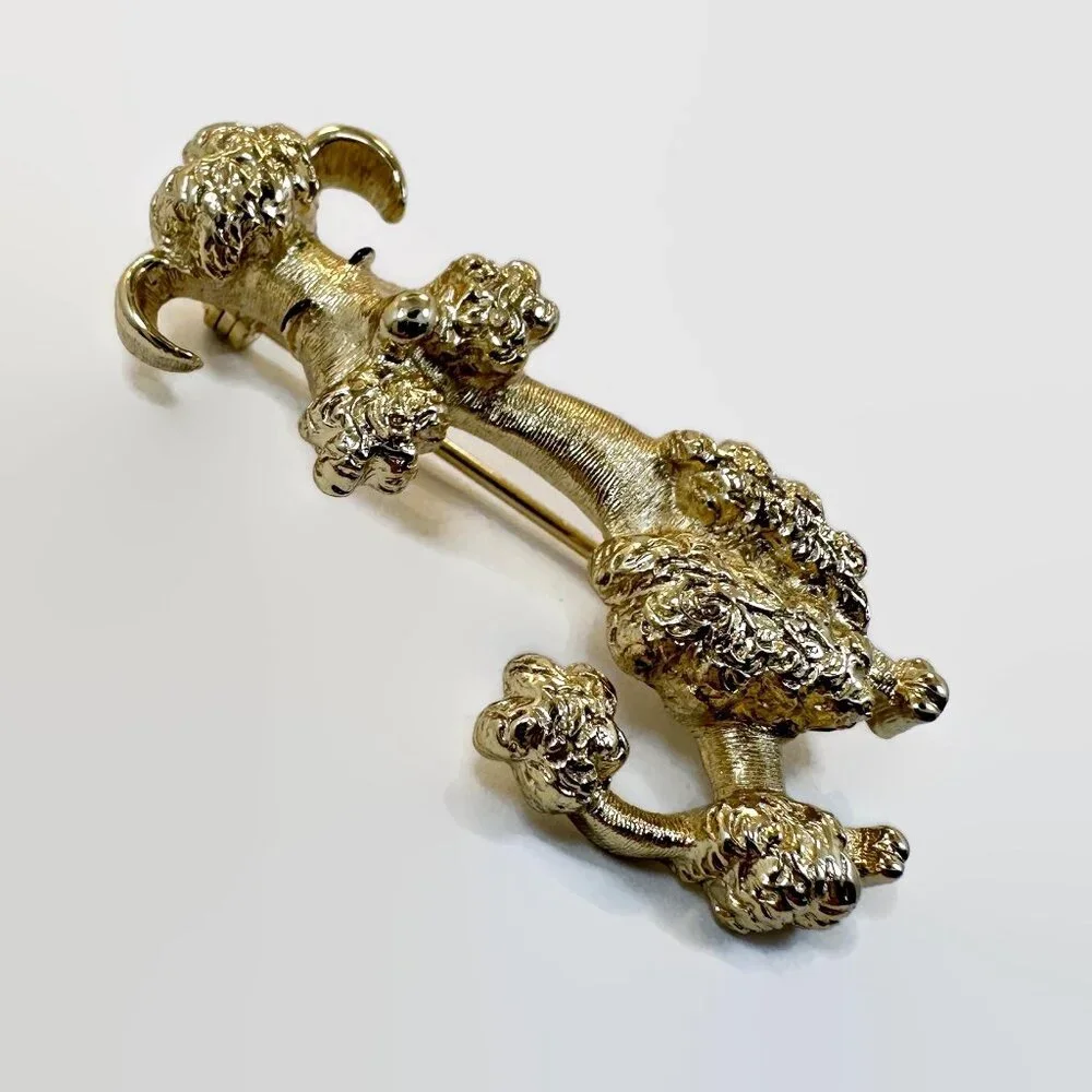 Poodle Brooch, Avon, Gold, Vintage, Figural, Dog, Signed - Picture 4 of 4